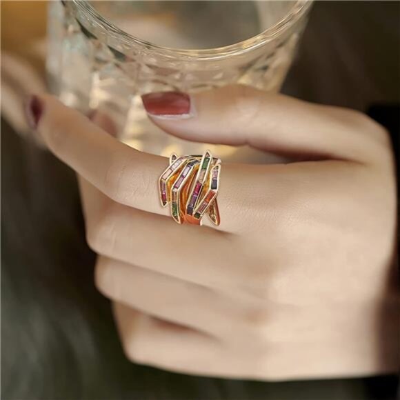 18K Gold Plated Hand Finger Cuff Ring - Picture 5 of 5